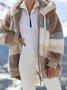 Winter Thicken Fleece Daily Casual Color Block Loose Hoodie Ombre Contrast Stitching Teddy Jacket