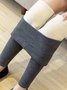 Fleece Knitted Winter Warmth Daily High-Elastic Plain Casual Tight Long Leggings