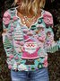 Christmas 3D Print Casual Loose Holiday H-Line Long Sleeve Sweatshirt