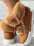 Christmas Plush Plain Casual Winter Cotton-Padded Suede Flat Heel Slip On Classic Boots