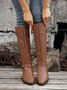 Vintage Buckle Strap Mid-calf Riding Boots