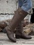 Vintage Buckle Strap Mid-calf Riding Boots