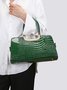Crocodile Embossed Handbag Large Capacity Commuting Square Crossbody Bag