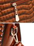Crocodile Embossed Handbag Large Capacity Commuting Square Crossbody Bag