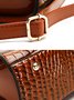 Crocodile Embossed Handbag Large Capacity Commuting Square Crossbody Bag