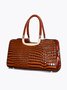 Crocodile Embossed Handbag Large Capacity Commuting Square Crossbody Bag