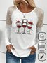 Plus Size Split Joint Christmas Wine Glass Casual Loose T-Shirt