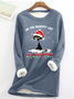 Funny Christmas  Cat Graphic Casual Santa Claus Fleece Sweatshirt