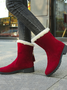 Plush Faux Suede Daily Plain Zipper Casual Winter Warmth Low Heel Snow Boots
