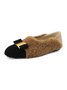 Comfy Metal Bowknot Colorblock Faux Fur Slip On Shoes