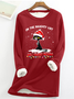 Funny Christmas  Cat Graphic Casual Santa Claus Fleece Sweatshirt