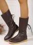 Comfortable Soft Lightweight Lace Up Chunky Heel Boots Footwear