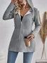 Plain Pocket Stitching Casual Loose Womens' Drawstring Hooded Jacket