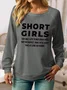 Women's Short Girls Funny Casual Crew Neck Regular Fit Sweatshirt