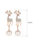 Christmas Rhinestone Elk Imitation Pearl Dangle Earrings