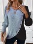 Crew Neck Color Block Casual Loose Shirt
