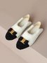 Comfy Metal Bowknot Colorblock Faux Fur Slip On Shoes