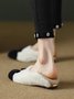 Comfy Metal Bowknot Colorblock Faux Fur Slip On Shoes