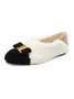 Comfy Metal Bowknot Colorblock Faux Fur Slip On Shoes