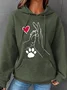 Women's Palm High-Fives Dog Paw Print Simple Dog Hoodie