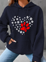 Women's Dog Paw Heart Dog Lovers Casual Hoodie Simple Dog Hoodie