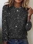 Christmas Glitter Upgrade Fabric Crew Neck Loose H-Line Casual Long Sleeve T-Shirt