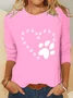 Crew Neck Casual Heart Print T-Shirt