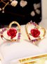 Cross-border hot sale hollow Valentine's Day love rose earrings