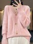 Casual Wool/Knitting Plain Cardigan（Can Be Worn Up To A Weight Of 145 Pounds)