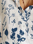 Shirt Collar Floral Loose Linen Style Blouse