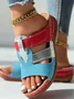 Color Block Summer Pu Slide Sandals