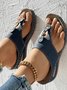 Plain Casual Wedge Heel Slide Sandals