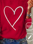 Heart/Cordate Print Valentine's Day Jersey Holiday Crew Neck Daily Casual Long Sleeve T-Shirt
