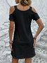 Plain Casual V Neck Loose Dress With No
