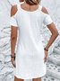 Plain Casual V Neck Loose Dress With No