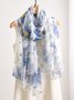 Vacation Floral Printed Lightweight Chiffon Scarf