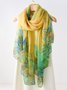 Vacation Floral Printed Lightweight Chiffon Scarf
