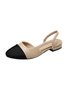 Minimalist Color-block Side Cutout Low Heel Slingback Shoes