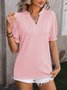 Plain Casual Loose Notched T-Shirt
