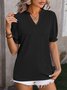 Plain Casual Loose Notched T-Shirt