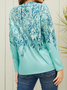 Floral Crew Neck Jersey Casual Loose Long Sleeve T-Shirt
