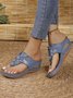 Plain Wedge Heel Fabric Casual Slide Sandals