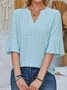 Casual V Neck Lace Loose T-Shirt