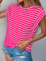 Crew Neck Loose Casual Striped T-Shirt