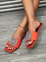 Sparkling Geometric Rhinestone Square Toe Slide Sandals