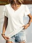 Lace Loose Casual V Neck T-Shirt