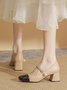 Elegant Color-block Chain Braided Chunky Heel Mary Jane Shoes
