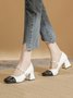 Elegant Color-block Chain Braided Chunky Heel Mary Jane Shoes