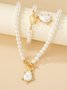 2pcs/set Rhinestone Pendant Necklace Imitation Pearl Bracelet