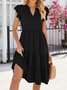 Loose Casual Notched Plain Dress